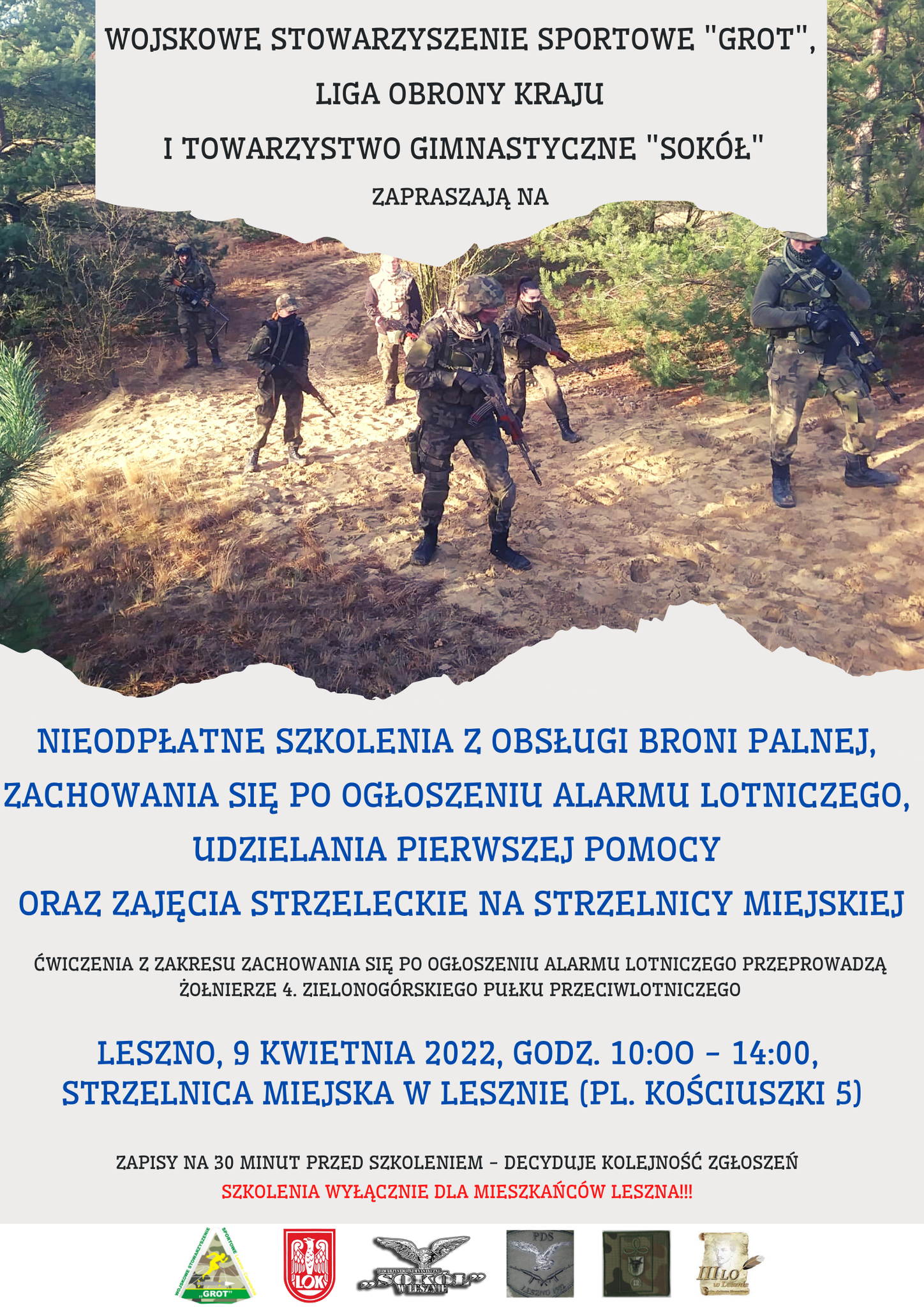 Wspólna szkolenia „Sokoła”, Stowarzyszenia „Grot”, LOK oraz Wojska Polskiego na strzelnicy miejskiej w Lesznie!